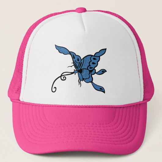 Blue Butterfly Hat Truckerkappe (Vorderseite)