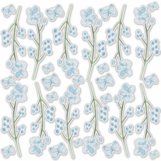 Blue Butterfly Haven Bedroom Wall Set Sticker (Vorderseite)