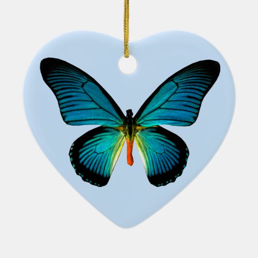 Blue Butterfly Heart Ornament (Hinten)