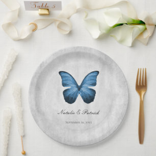 Blue Butterfly Hochzeitspapier-Teller Pappteller