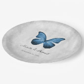 Blue Butterfly Hochzeitspapier-Teller Pappteller (Schrägansicht)