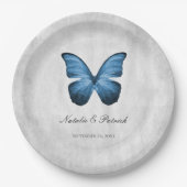 Blue Butterfly Hochzeitspapier-Teller Pappteller (Vorderseite)