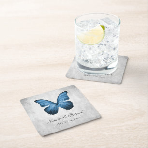 Blue Butterfly Hochzeitspapier-Untersetzer Rechteckiger Pappuntersetzer