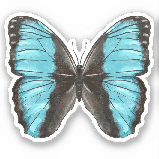 Blue Butterfly Insect Art Lover Aufkleber (Vorderseite)
