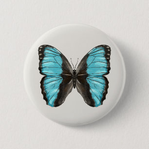 Blue Butterfly Insect Art Lover Button