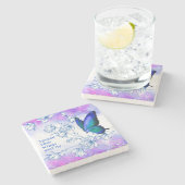 Blue Butterfly Inspiration Steinuntersetzer (Seitenansicht)