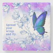 Blue Butterfly Inspiration Steinuntersetzer (Vorderseite)