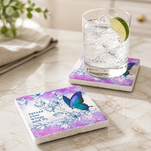 Blue Butterfly Inspiration Steinuntersetzer