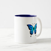 Blue Butterfly Keramik Tasse (VorderseiteRechts)