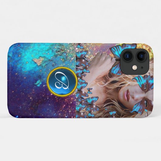 BLUE BUTTERFLY LADY, AQUAMARIN GOLD SPARKLE GEM MO Case-Mate iPhone HÜLLE (Rückseite (Horizontal))
