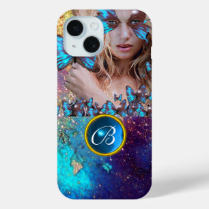 BLUE BUTTERFLY LADY, AQUAMARIN GOLD SPARKLE GEM MO Case-Mate iPhone HÜLLE