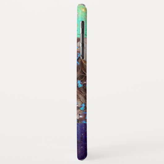 BLUE BUTTERFLY LADY, AQUAMARIN GOLD SPARKLE GEM MO Case-Mate iPhone HÜLLE (Hinten/Links)