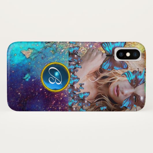 BLUE BUTTERFLY LADY, AQUAMARIN GOLD SPARKLE GEM MO Case-Mate iPhone HÜLLE (Rückseite (Horizontal))