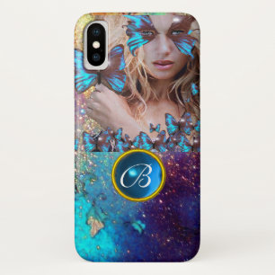 BLUE BUTTERFLY LADY, AQUAMARIN GOLD SPARKLE GEM MO Case-Mate iPhone HÜLLE