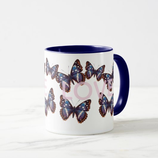 Blue Butterfly Love Tasse (VorderseiteRechts)