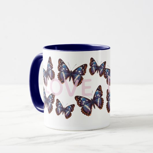 Blue Butterfly Love Tasse (Vorderseite Links)