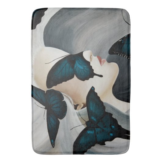 Blue Butterfly Masquerade Badematte (Vorderseite Vertikal)