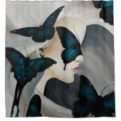 Blue Butterfly Masquerade Duschvorhang (Vorderseite)