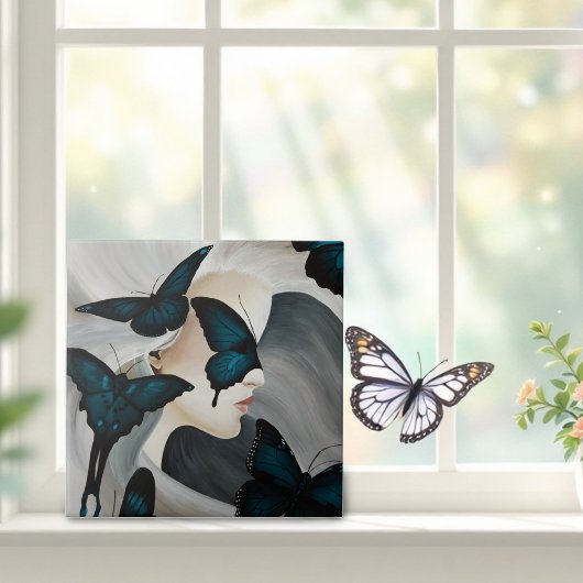 Blue Butterfly Masquerade Fliese