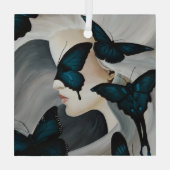Blue Butterfly Masquerade Ornament Aus Glas (Rückseite)