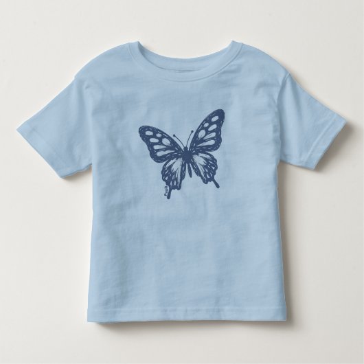 Blue Butterfly Minimal Nature Art by Papil Kleinkind T-shirt (Vorderseite)