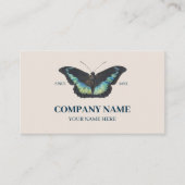 Blue Butterfly Minimalistisch Social Media QR-Code Visitenkarte (Vorderseite)