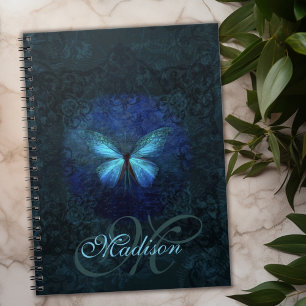 Blue Butterfly Mit Monogramm Notebook Notizblock