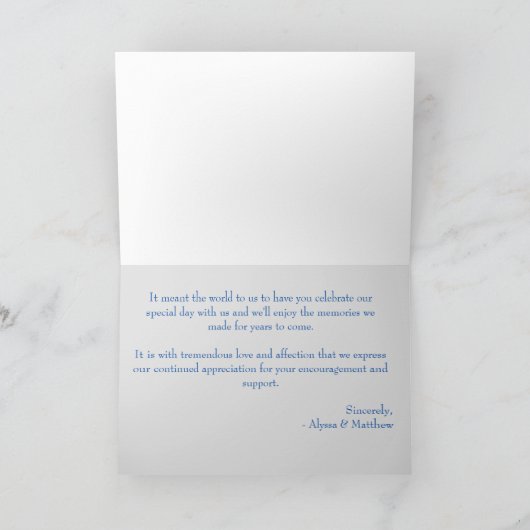 Blue Butterfly Mit Monogramm Wedding Dankeschön Ka Dankeskarte (Innenseite)