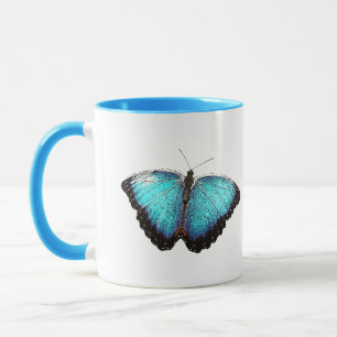 Blue Butterfly Nature Art, Fine Foto Illustration Tasse