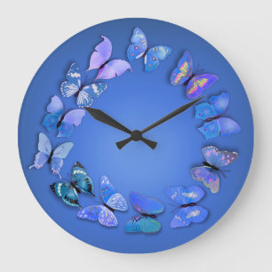 Blue Butterfly New Wall Clock Große Wanduhr
