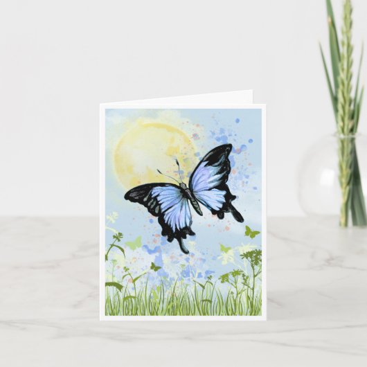 Blue Butterfly Note Card (Vorderseite)