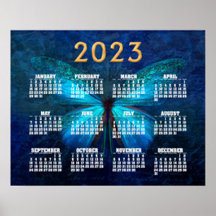Blue Butterfly of Joy & Luck 2023 Kalender Poster