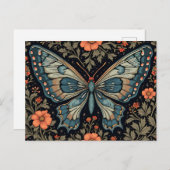 Blue Butterfly Orange Flowers Postkarte (Vorne/Hinten)