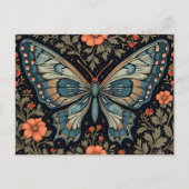 Blue Butterfly Orange Flowers Postkarte (Vorderseite)