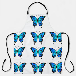 Blue Butterfly Pattern Kitchen Schürze