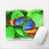 Blue Butterfly Pencil Art Mousepad (Mit Mouse)