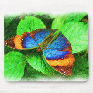 Blue Butterfly Pencil Art Mousepad