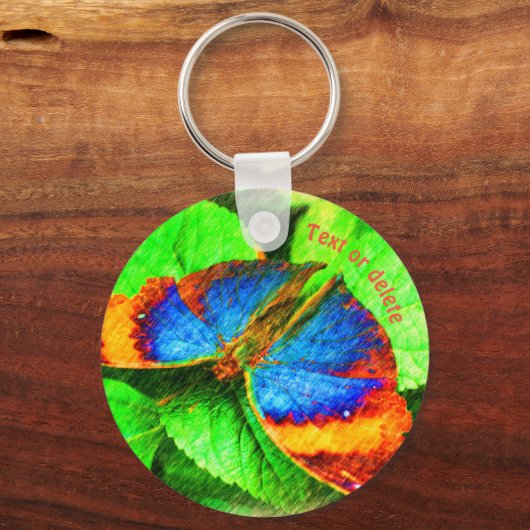 Blue Butterfly Pencil Art Personalized Schlüsselanhänger (Vorderseite)