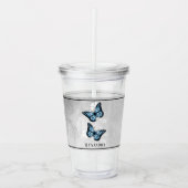 Blue Butterfly Personalisiert Acrylic Tumbler Acryltrinkbecher (Vorderseite)