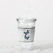 Blue Butterfly Personalisiert Acrylic Tumbler Acryltrinkbecher (Rückseite)