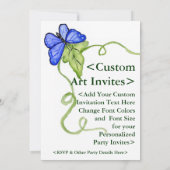 Blue Butterfly Personalisiert Art Einladungen (Rückseite)