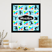BLUE BUTTERFLY PERSONALISIERT GYMNASTICS POSTER (Küche)