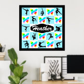 BLUE BUTTERFLY PERSONALISIERT GYMNASTICS POSTER (Heimbüro)