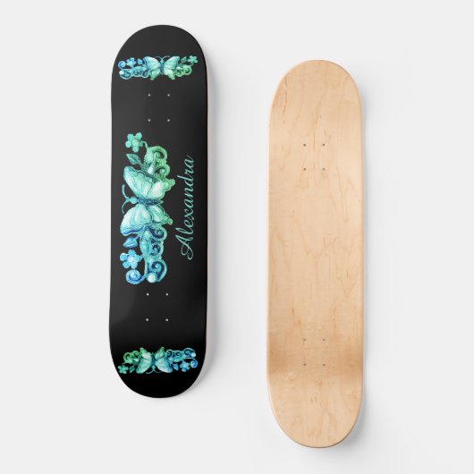 Blue Butterfly Personalisiert Skateboard (Vorderseite)