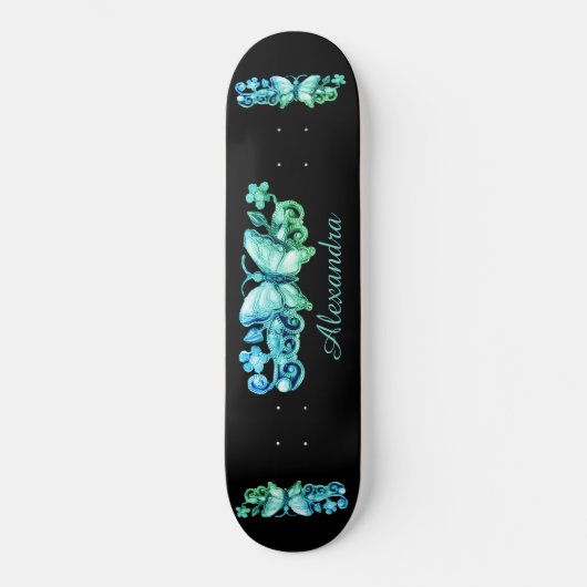 Blue Butterfly Personalisiert Skateboard (Vorderseite)