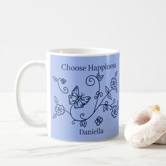 Blue Butterfly Reminder Mug Kaffeetasse (Mit Donut)
