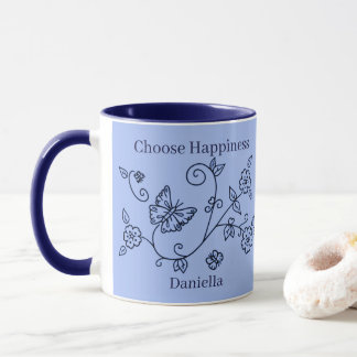 Blue Butterfly Reminder Mug Tasse