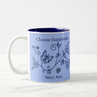 Blue Butterfly Reminder Mug Zweifarbige Tasse