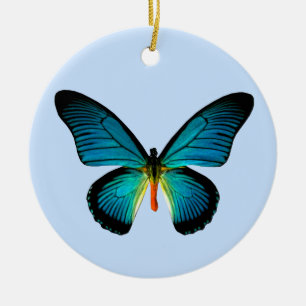Blue Butterfly Round Ornament