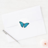 Blue Butterfly Round Sticker (Umschlag)